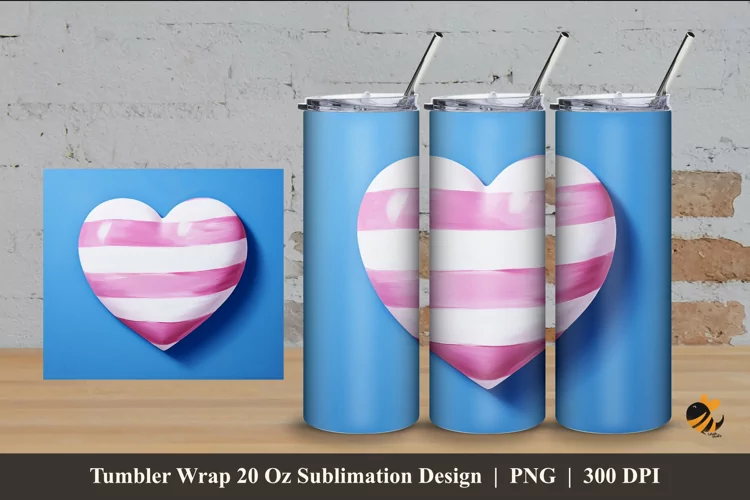 3d Watercolor Love Tumbler Wrap Sublimation Design 4
