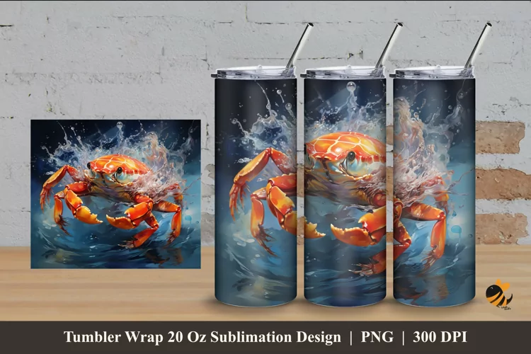 Fresh Crab Tumbler Wrap Sublimation Design 4