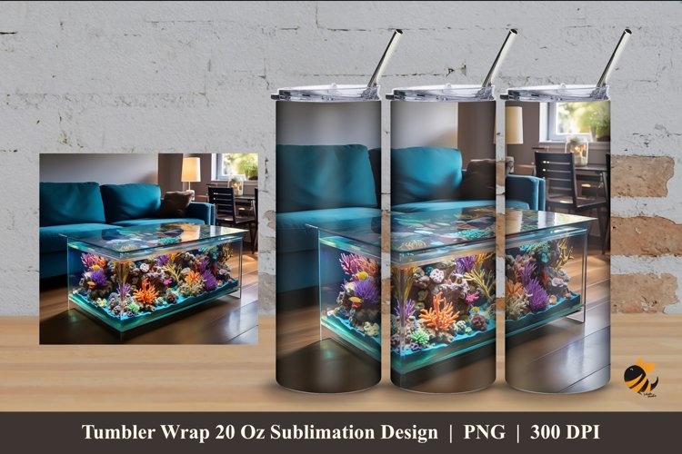 Table Aquarium Tumbler Wrap Sublimation Design 4