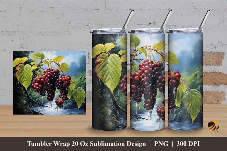 Elderberry Nature Tumbler Wrap Sublimation Design 4