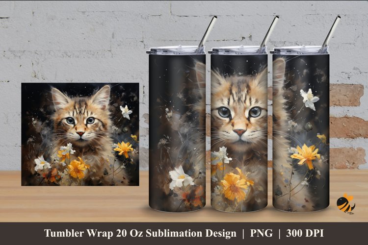 Cat Abstract Tumbler Wrap Sublimation Design 4