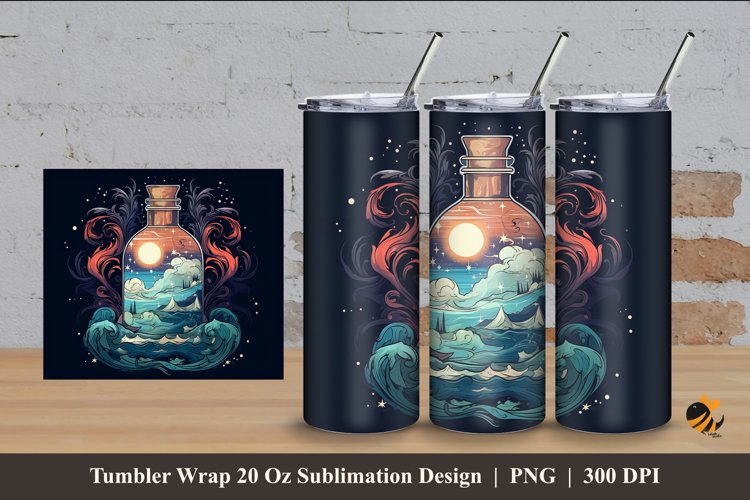 Magic Bottle Tumbler Wrap Sublimation Design 4 example image 1