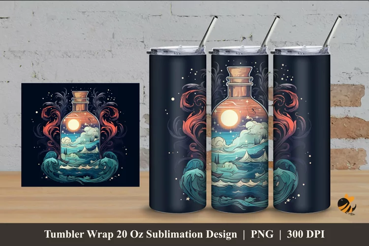 Magic Bottle Tumbler Wrap Sublimation Design 4