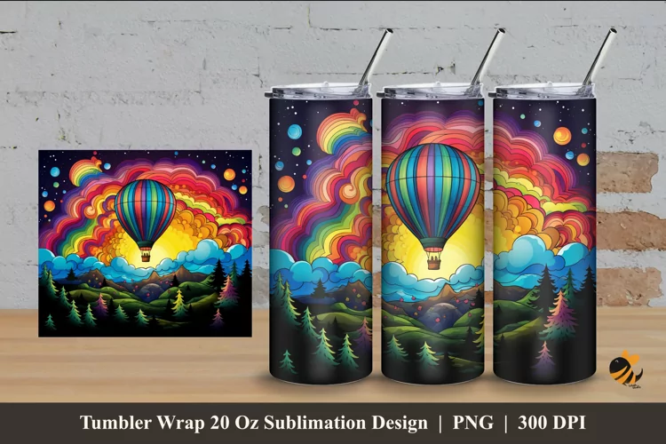 Colorful Ballon Tumbler Wrap Sublimation Design 4