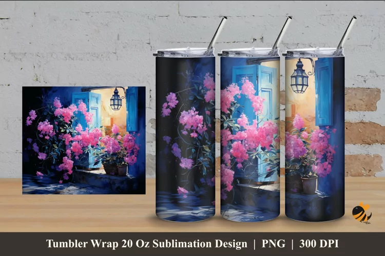 Outdoor Flower Tumbler Wrap Sublimation Design 4