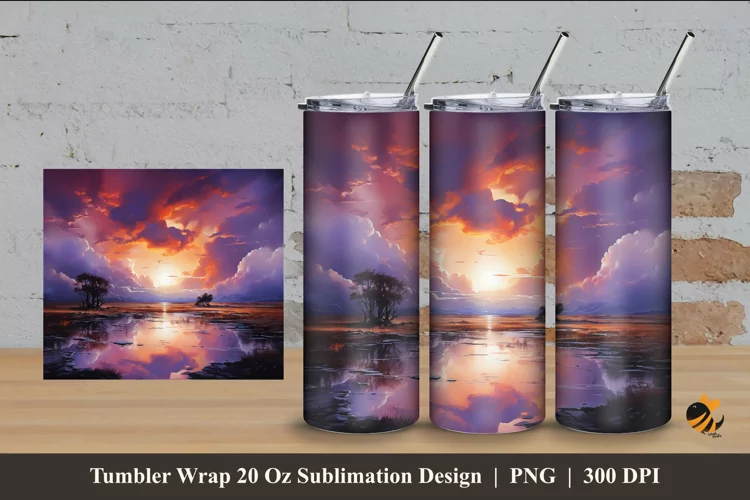 Evening View Tumbler Wrap Sublimation Design 4