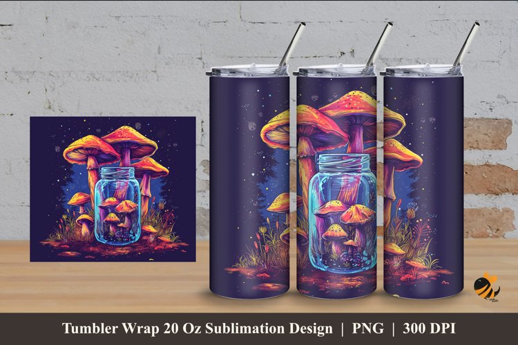 Mushroom Jar Tumbler Wrap Sublimation Design 4 example image 1