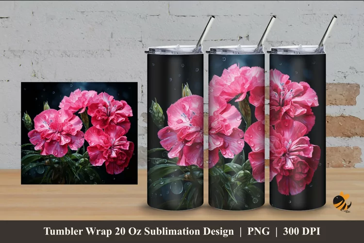 Sweet Flowers Tumbler Wrap Sublimation Design 4