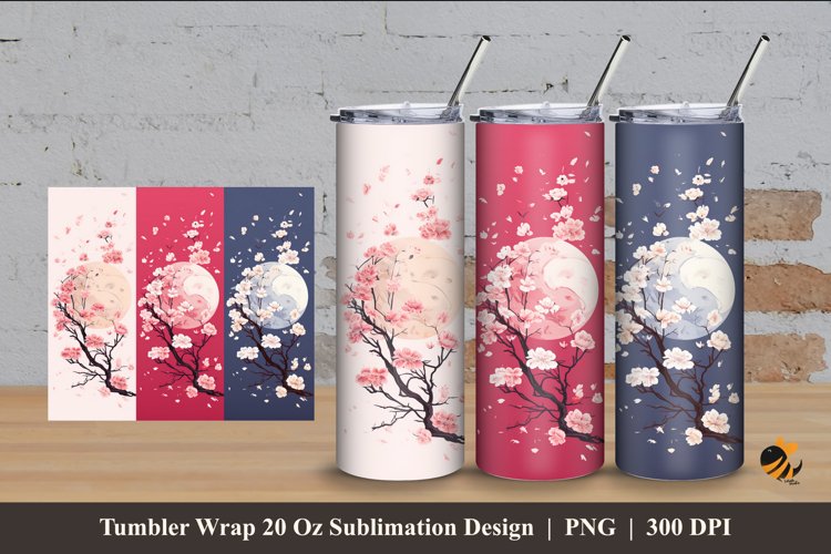 Sakura Flower Tumbler Wrap Sublimation Design 4 example image 1