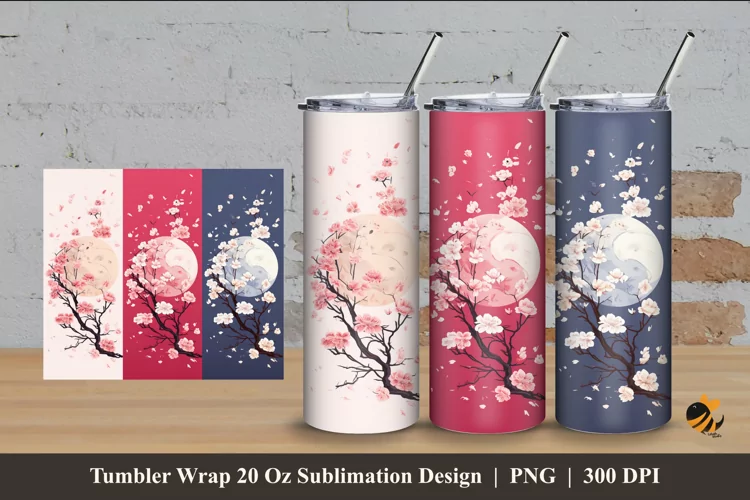 Sakura Flower Tumbler Wrap Sublimation Design 4