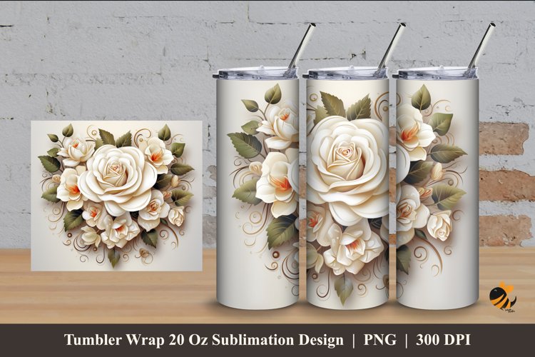 Love Flower Tumbler Wrap Sublimation Design 4 example image 1