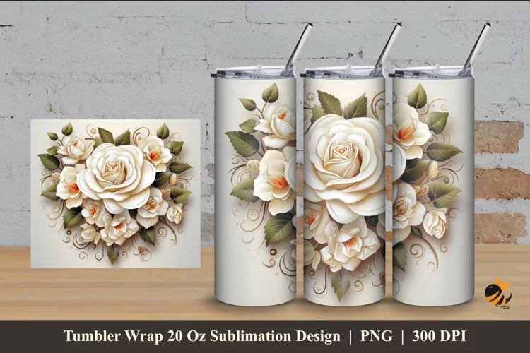 Love Flower Tumbler Wrap Sublimation Design 4