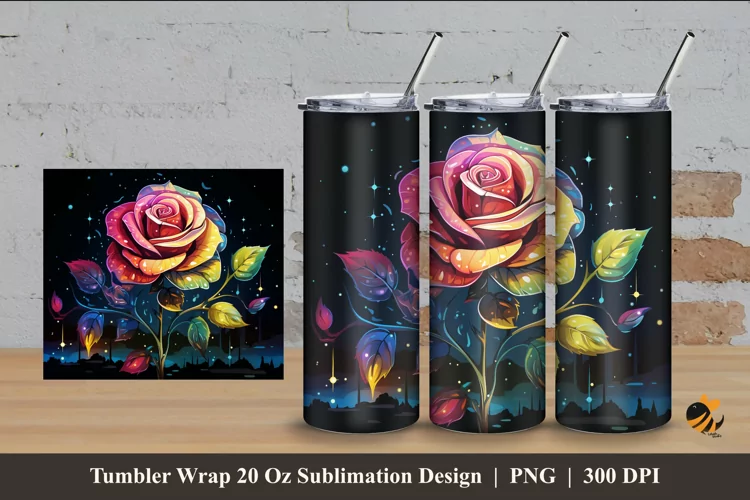 Rose Blink Effect Tumbler Wrap Sublimation Design 4