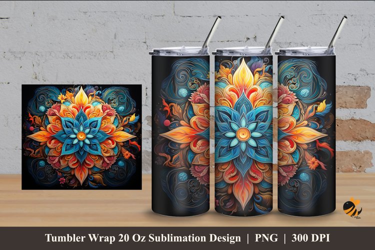Luxury Flower Tumbler Wrap Sublimation Design 4 example image 1