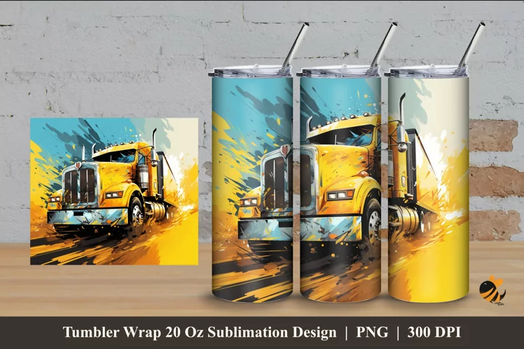 Autotruck Tumbler Wrap Sublimation Design 4