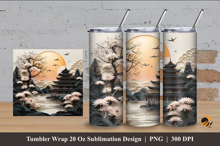 House And Garden Tumbler Wrap Sublimation Design 4 example image 1