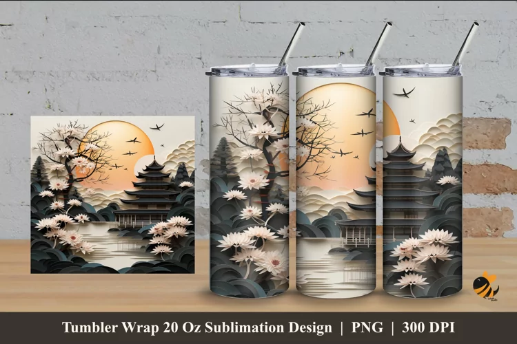 House And Garden Tumbler Wrap Sublimation Design 4