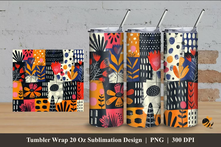 Cute Kids Abstract Tumbler Wrap Sublimation Design 4