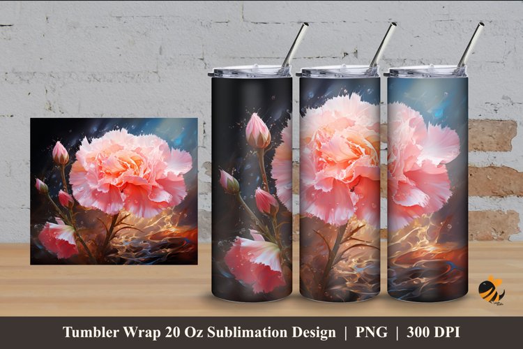 Glow Flower Tumbler Wrap Sublimation Design 4 example image 1