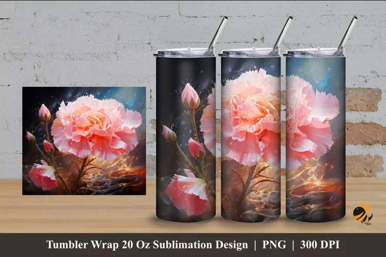 Glow Flower Tumbler Wrap Sublimation Design 4