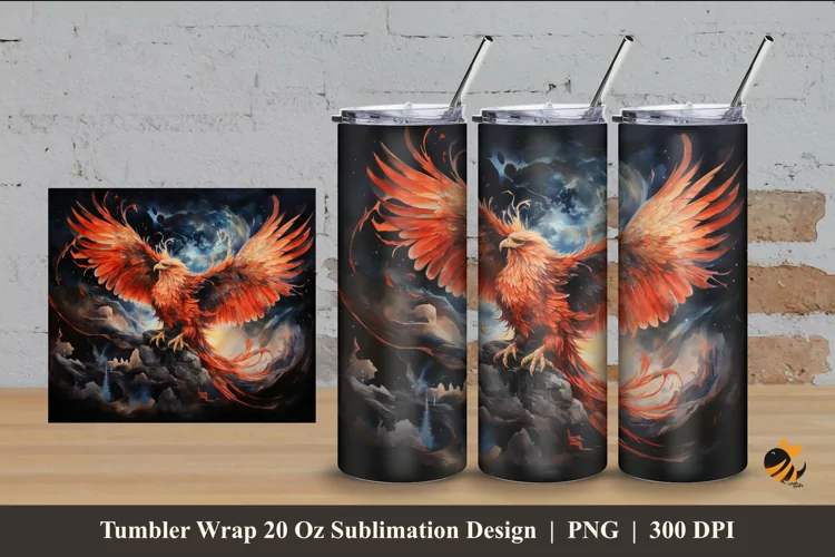 King Phoenix Tumbler Wrap Sublimation Design 4