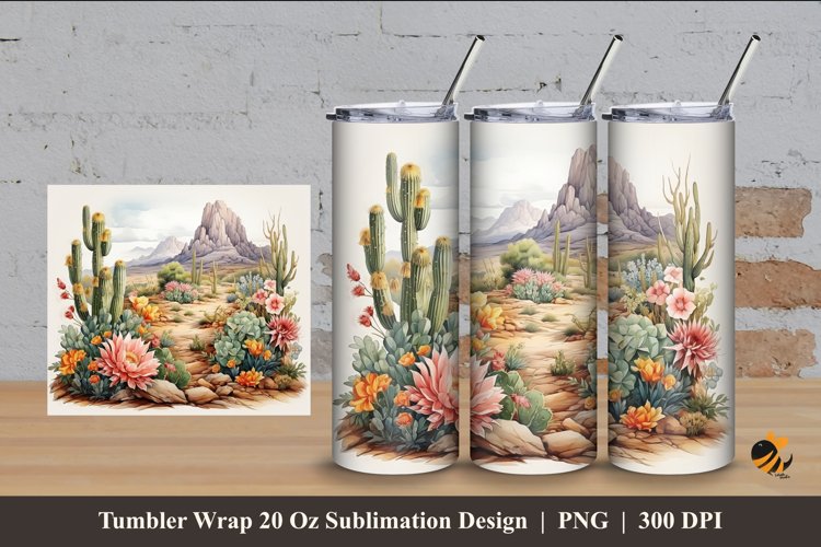 Hill Desert Tumbler Wrap Sublimation Design 4 example image 1
