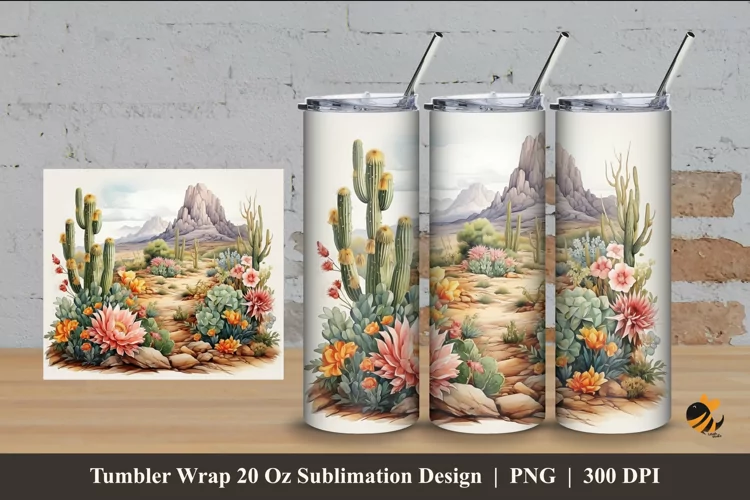 Hill Desert Tumbler Wrap Sublimation Design 4