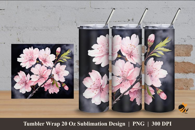 Cute Sakura Tumbler Wrap Sublimation Design 4