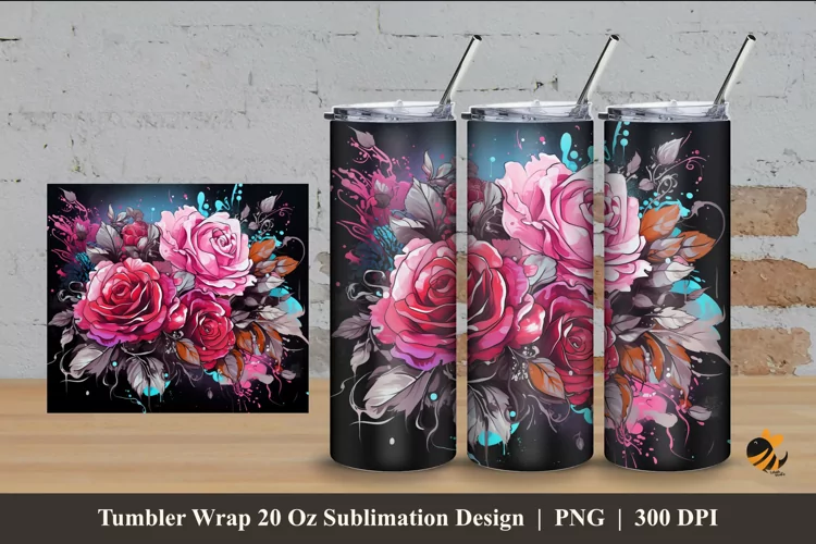 Awesome Rose Tumbler Wrap Sublimation Design 4