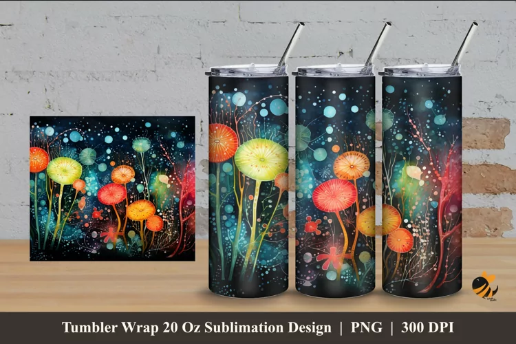 Watercolor Spora Tumbler Wrap Sublimation Design 4