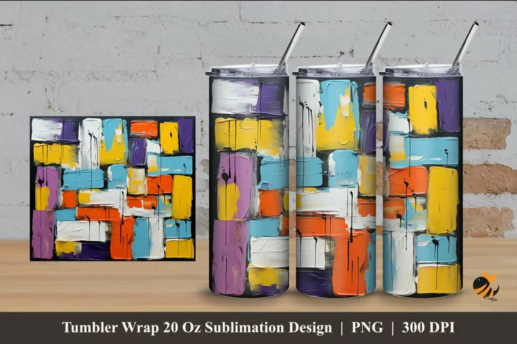 Painting Abstract Tumbler Wrap Sublimation Design 4