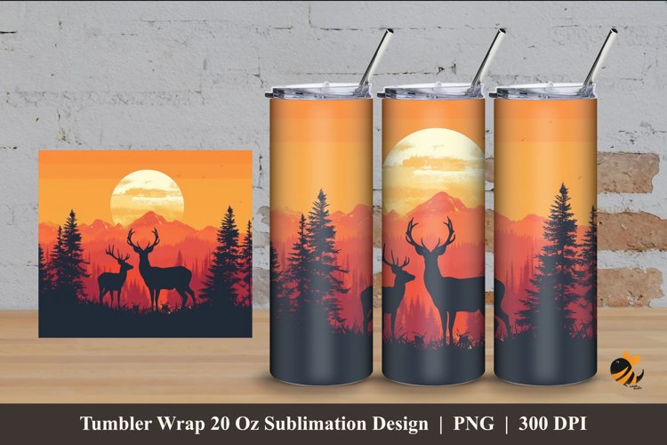 Wildlife Sunset Tumbler Wrap Sublimation Design 4 example image 1