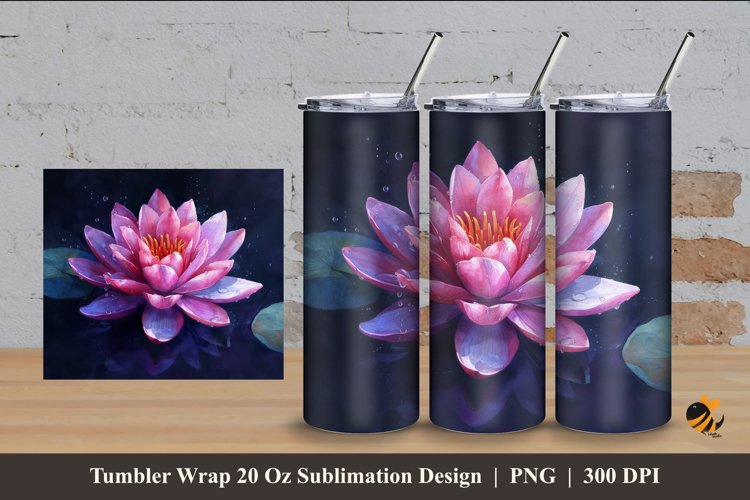 Water Lilies Tumbler Wrap Sublimation Design 4