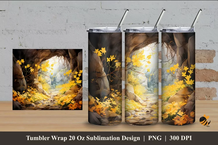 Witch Hazel Flower Tumbler Wrap Sublimation Design 4