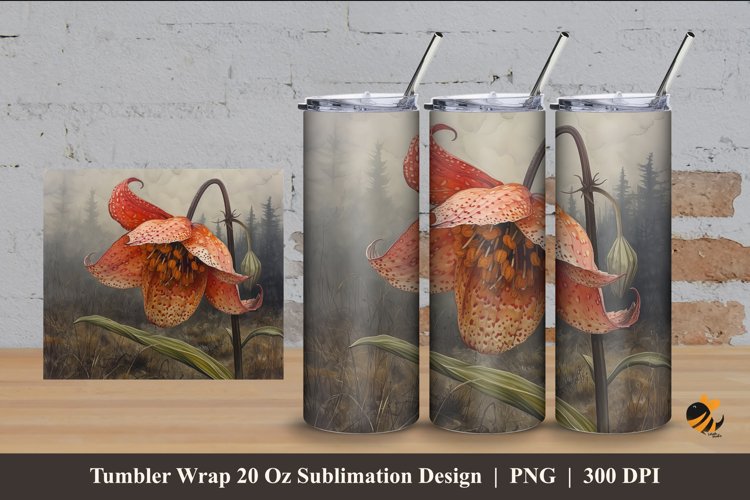 Radiant Flower Tumbler Wrap Sublimation Design 4 example image 1
