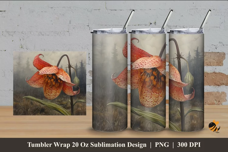 Radiant Flower Tumbler Wrap Sublimation Design 4