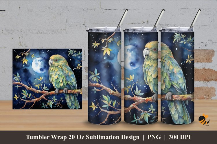 Kakapo Bird Tumbler Wrap Sublimation Design 4