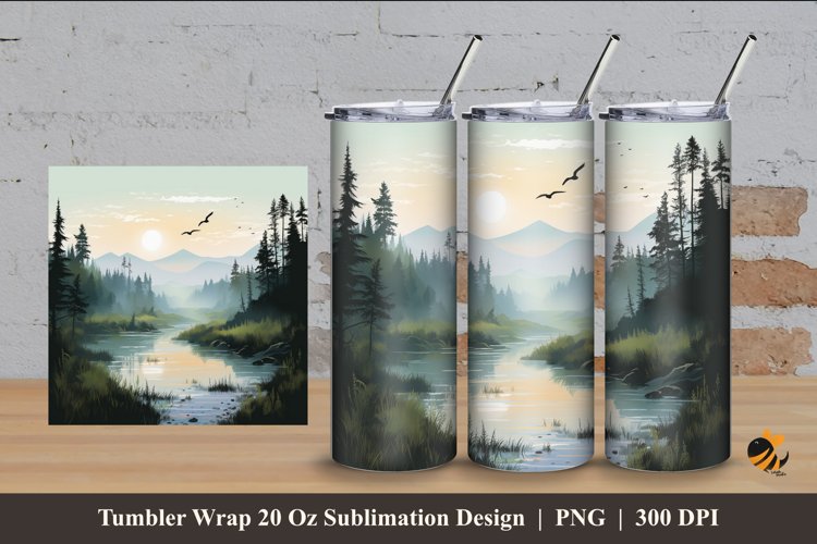 Misty Forest Tumbler Wrap Sublimation Design 4