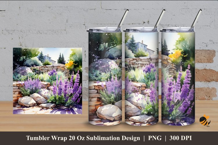 Wild Lavender Tumbler Wrap Sublimation Design 4 example image 1
