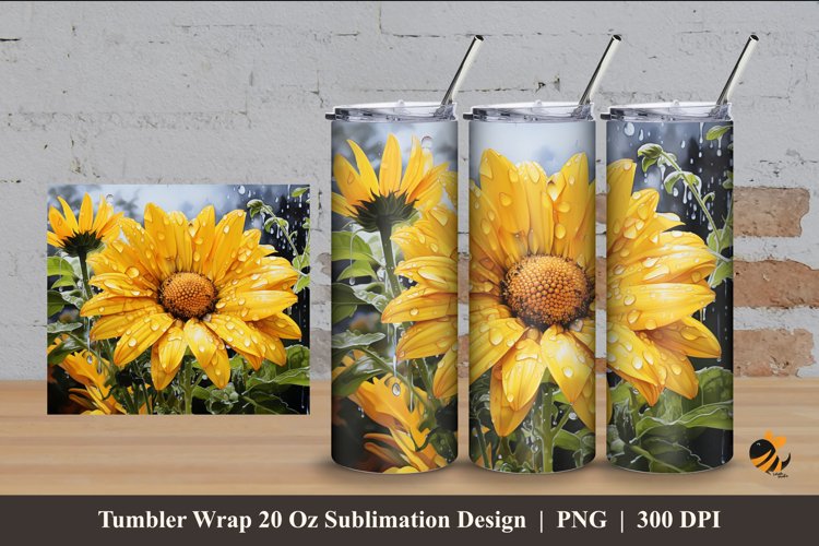 Sunflower Charm Tumbler Wrap Sublimation Design 4 example image 1
