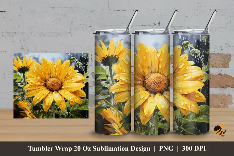 Sunflower Charm Tumbler Wrap Sublimation Design 4