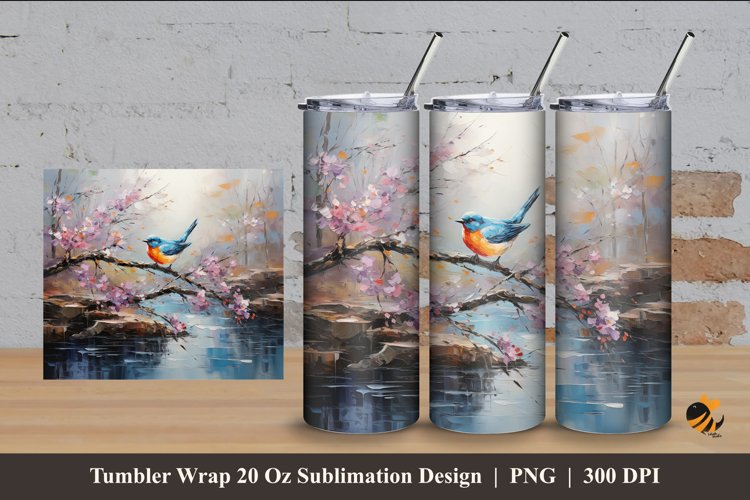 Nature's Rhapsody Bird Tumbler Wrap Sublimation Design 4 example image 1