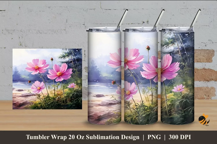 Natural Blooming Flower Tumbler Wrap Sublimation Design 4