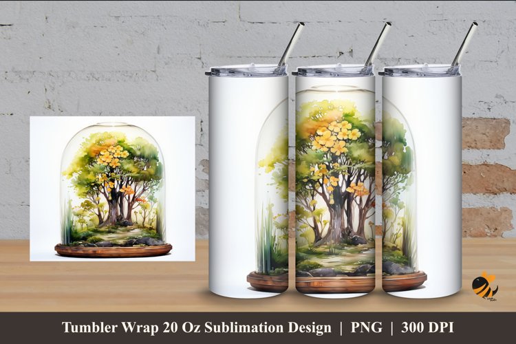 Mini Aquascape Tumbler Wrap Sublimation Design 4 example image 1