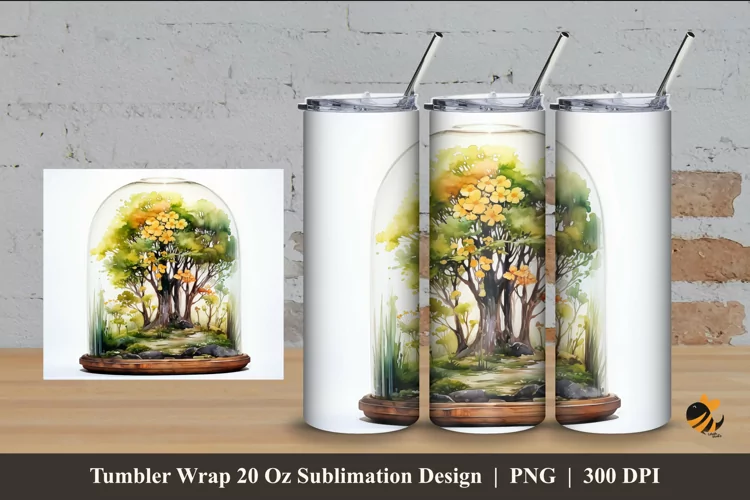 Mini Aquascape Tumbler Wrap Sublimation Design 4