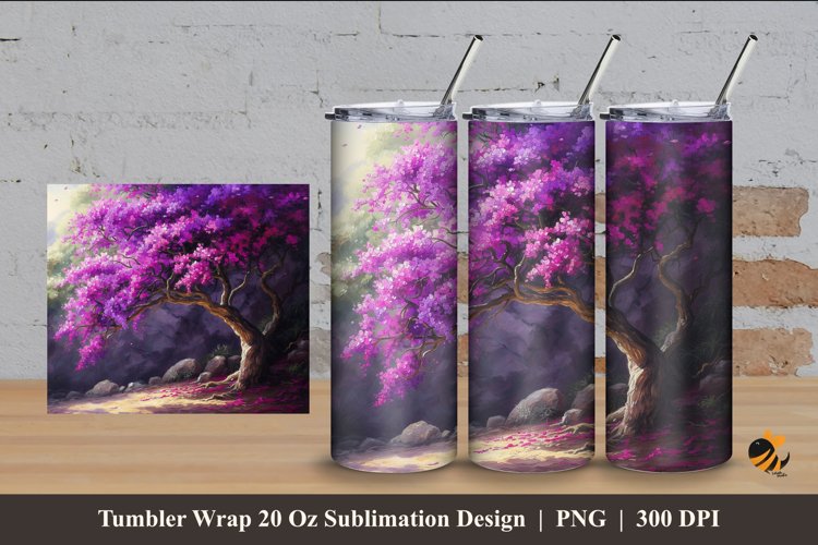 Old Bougainvillea Tumbler Wrap Sublimation Design 4 example image 1