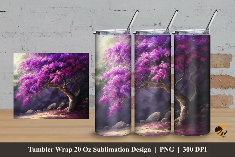 Old Bougainvillea Tumbler Wrap Sublimation Design 4