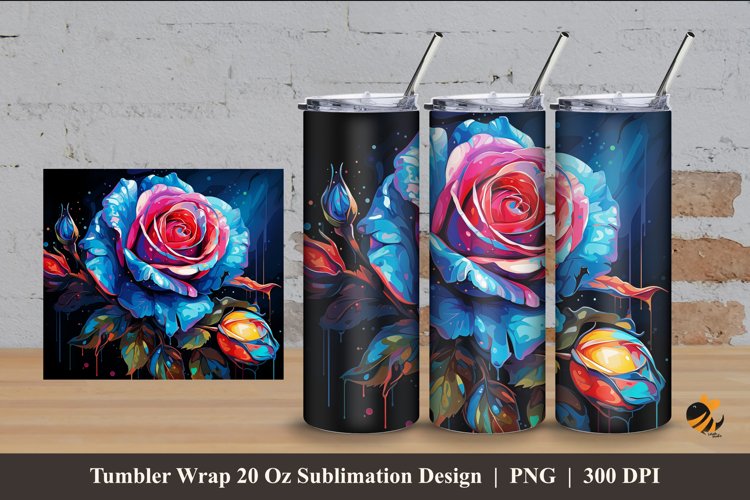Rose Harmony Tumbler Wrap Sublimation Design 4 example image 1
