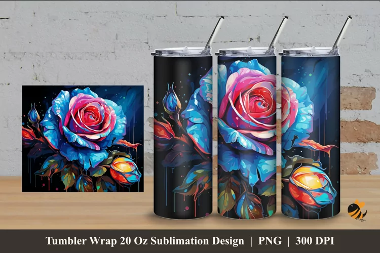 Rose Harmony Tumbler Wrap Sublimation Design 4