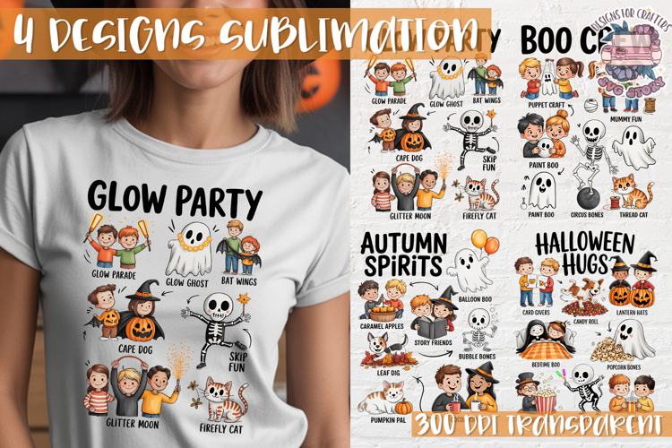 Cute Halloween Clipart PNG Sublimation Cozy Ideas 4 Designs